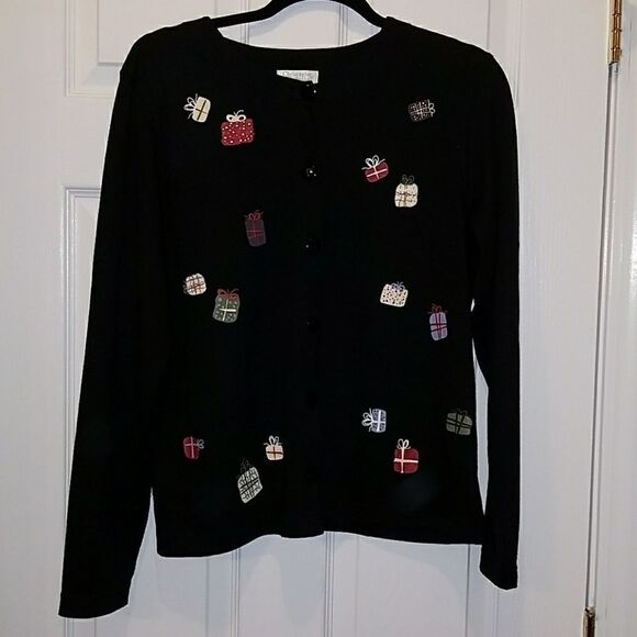 Christopher & Banks black present cardigan Sz. M - Picture 1 of 4